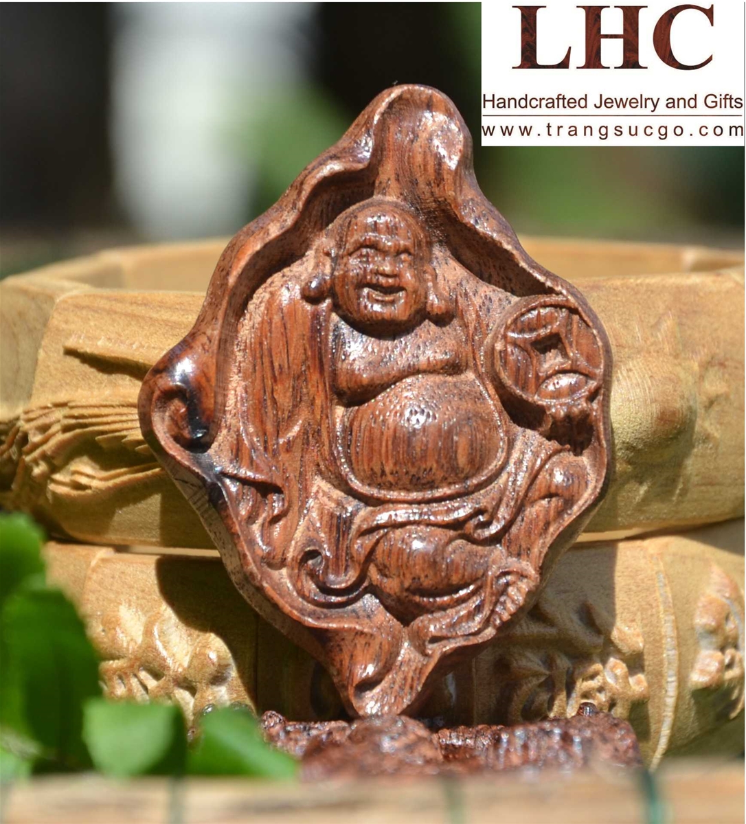 Wooden Pendants Carved Laughing Buddha (Maitreya)-LHC.RW.LB03